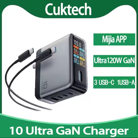 100% Original CUKTECH 10 GaN Super Charger Ultra 120W 100W MAX 4 Ports USB-C Charger For Xiaomi Sams