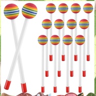 14 Pcs Lollipop Drum Mallet Sticks Round Rainbow Hammer Percussion Sticks Plastic Drumsticks for Kid