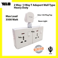 Heavy Duty Universal 3Gang T-Adaport Extension Socket Wall Socket Adaport Extension Plug