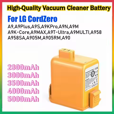 25.55V 2800mAh-5000mAh Replacement Batteries For LG A9 A9+ A905M A907GMS A905RM EAC63382208 Recharge