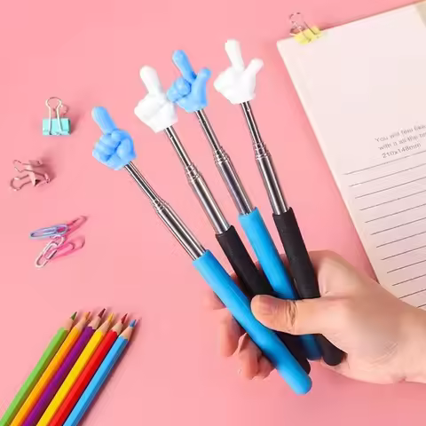 1/5pcs Black Retractable Teacher Pointer Finger Teaching Pointer Telescopic Pointing Stick School Ha