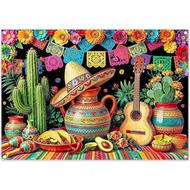 7x5ft Fabric Mexican Fiesta Backdrop Colorful Serape Blanket Pinata Cactus Guitar Flower Photography