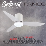 Fanco SMART/NON SMART RITO DC Ceiling Fan - Hugger 3 &amp; 5 blades 46 48 52 &amp; 54 inch - Suitable for Low Ceiling