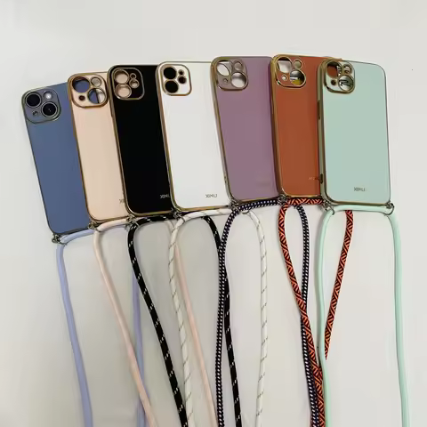 Lanyard Necklace Plating Phone Case For OPPO Find X2 Neo X3 Lite X5 X6 Pro F9 F11 F19 F21 Pro F23 5g