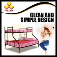 3V Queen + Single Double Decker Bunk Metal Bed (Maroon) Bed Frame