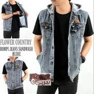 Flower Country Premium Patch Hoodie Jeans Vest Jacket