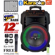 12 INCH KTS-1640 BLUETOOTH TROLLEY SPEAKER KARAOKE SYSTEM