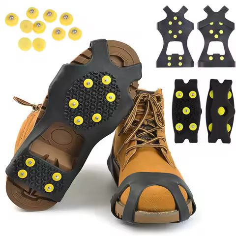 Outdoor Anti-Skid Snow Shoes Spike Non-slip 10 Studs Silicone Cleats Crampons Ice Gripper Spike Wint