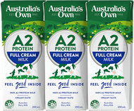 Thùng Sữa tươi tiệt trùng nguyên kem Australia's Own A2 Lốc 3x200ml