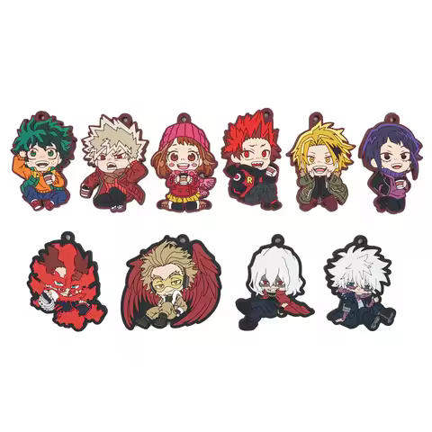 My Hero Academia Anime Bakugou Katsuki Midoriya Izuku Dabi Hawks MHA Rubber Keychain Ornament Toys C