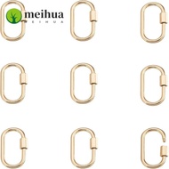 MEIHUAA Oval Keychain Brass, Silver Brass Screw Locking Carabiner, Screw Locking Oval Oval Screw Loc