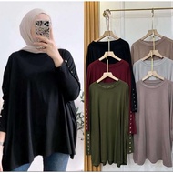 Wilta - Innara Button Top Premium Rayon Spandex T-Shirt Batwing Muslimah Blouse / 123