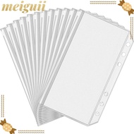 MEIGUII 6Pcs 6-Hole Binder Pockets, A6 Transparent Zipper Binder Pouches,  Receipt Bag PVC Waterproo