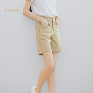 Eyouth 20215 Women High Waist Straight-Leg Casual Shorts | Classic Khaki Bermuda Shorts for Women