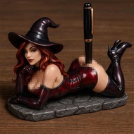 New Product Funny Witch Pen Holr Funny Witch Pen Holder Statue Home Desktop Decoration