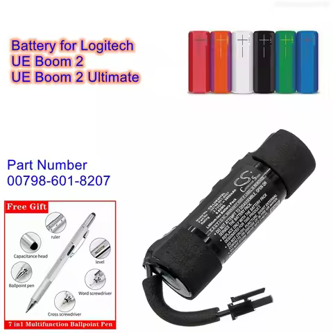 Speaker Battery 3.7V/3400mAh 00798-601-8207 for Logitech UE Boom 2,UE Boom 2 Ultimate