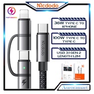 Original Mcdodo USB C to USB C + iPhone Cable Type C To Type C + iphone 100W Fast Charge USB 3.1 Com