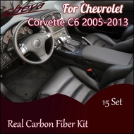 15 Set Real Carbon Fiber Kit Car Interior Decorative Panel Cover Suitable for Chevrolet Corvette C6 