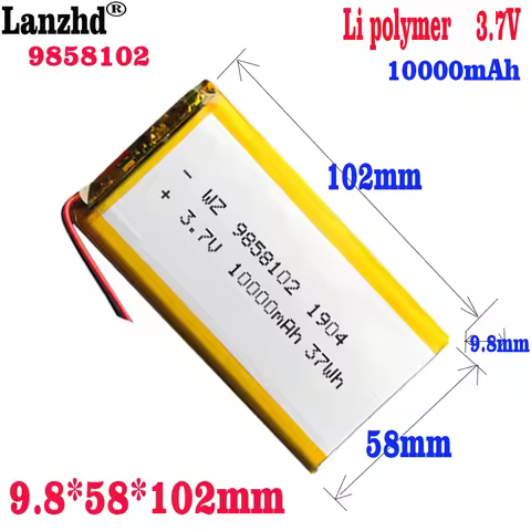 1-10PCS Li polymer lithium battery 3.8V 9858102 9.8*58*102mm 10000mAh For Xiaomi power bank navigato