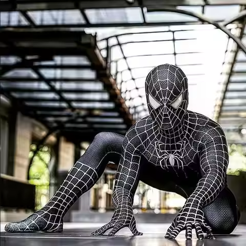 Spiderman Costume Black Red Raimi Tobey Maguire Spider Man Cosplay Costume Kids Superhero Man Suit H