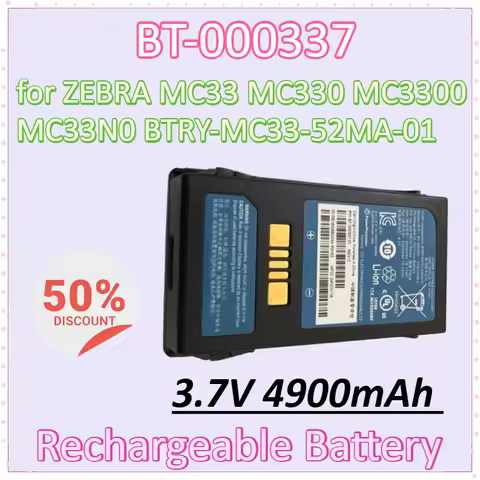 BT-000337 3.7V 4900mAh Rechargeable Batter for ZEBRA MC33 MC330 MC3300 MC33N0 BTRY-MC33-52MA-01 High