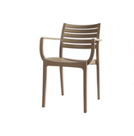 เก้าอี้ พลาสติกมีที่ท้าวแขน ขนาด 55 x 56 x 83 ซม. สีเบจ