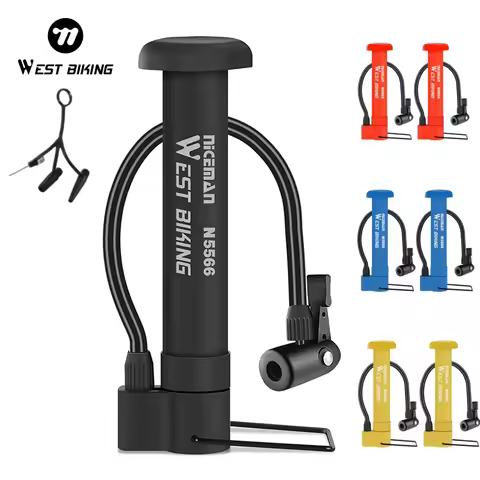 WEST BIKING Bicycle Pump Schrader Valve Bike Manual Air Pump 80PSI MTB Road Bike Tire Inflator Bike 
