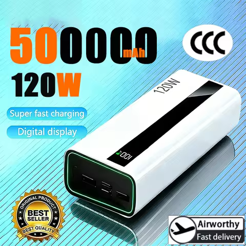 500000mAh Power Bank For Xiaomi 120W Portable Large Capacity Super Fast Charge External Battery Powe