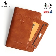 AUOTE กระเป๋าสตางค์แฟชั่นเคสบัตร RFID กระเป๋าสตางค์หนัง PU นิ่มที่ใส่ซองพาสปอร์ตกระเป๋าสตางค์ธุรกิจท