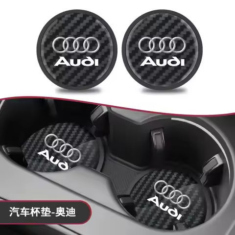 2pcs Car Coasters Water Cup Slot Non-Slip Mat For Audi A6L A3 A4 A5 A6 A7 A8 Q6 Q7 Q8 TT S5 S7 S8 RS