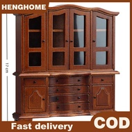 HENGHOME 1 Piece 1:12 Miniature Wooden Handicrafts Dollhouse European Classic Mini Cabinets Bedroom 