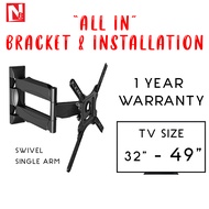 ALL IN TV WALL MOUNT SWIVEL SINGLE ARM BRACKET WITH INSTALLATION ALL BRAND TV SUPPLY BRACKET AND INSTALL