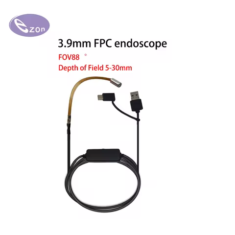 1MP 3.9mm FPC flexible cable endoscope 3-in-1 cable FOV88゜ USB industrial endoscope camera EZ-EN39L-