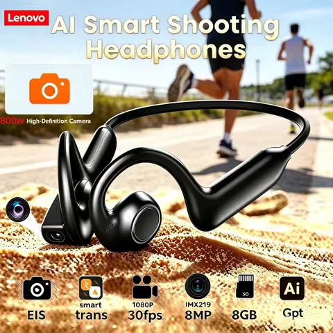 Lenovo 4K Smart Headphones 8MP Camera Translation Chat WIFI Video Recording Bluetooth 5.4 Sports Ear