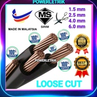 *READY STOCK* (PER METER) 1.5mm 2.5mm 4MM 6MM SINGLE CORE PVC INSULATED CABLE SIRIM CERTIFIED CABLE 100% COPPER - BLACK