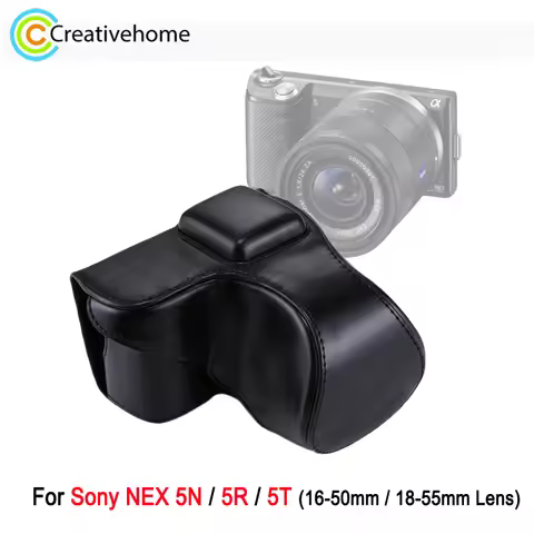 PU Leather Bag with Strap For Sony NEX 5N / 5R / 5T Camera (16-50mm / 18-55mm Lens) Full Body Cover 