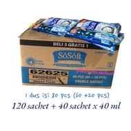 MURAH 1 DUS 160 SACHET DETERGENT CAIR SOSOFT RENCENG KEMASAN 1000