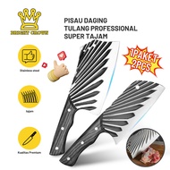 Bright Crown Pisau Daging Tulang Professional Super Tajam 1 Paket 2 Pcs Bahan Baja Kuat