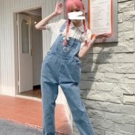 Jumpsuit Bordir Longgar Lucu Wanita Overall Denim Bordir