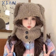 XIANSTORE Plush Bomber Hats, Warm Ear Protection Balaclava Caps, Casual Long Ears Winter Autumn Hats