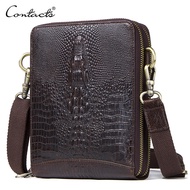 Top Quality Men Messenger Shoulder Bag Genuine Leather Vintage Men's Crocodile Crossbody Bag With Card Holder Mobile Phone Pouch