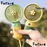 FUTURE Cute Fan, Wind Power USB Rechargeable Handheld Fan, Mini Flower Decor 5 Blades USB Fan Student