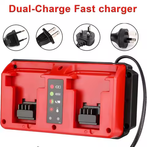 18V Dual Port Mini Multi-Voltage Charger – Fast Charging Compatible for Milwaukee M18 18V Batteries,