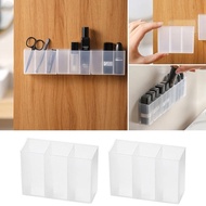 Multipurpose Wall Mounted 3 Grids Makeup Table Storage Box Punch Free Shelf Adhesive Kitchen Bathroo