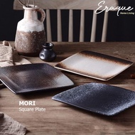 Mori Square Plate / Piring Makan Saji Keramik Petak Rustic Jepang Unik Murah