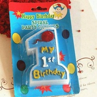 LILIN Jumbo number 1 candle, big birthday to the first one color biru