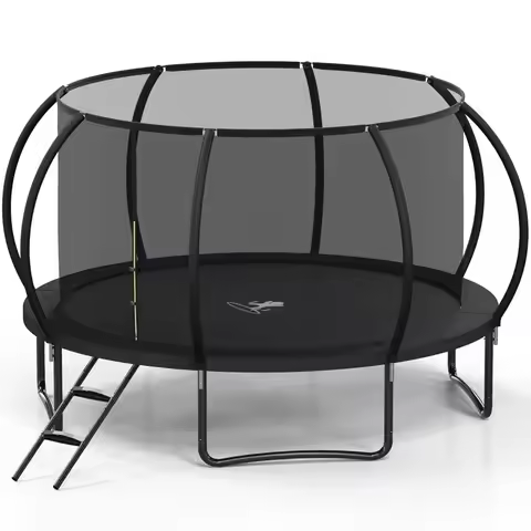 12FT Outdoor Trampoline with Enclosure Net & Ladder, Custom