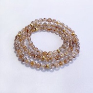 天然礦石 透體紫鈦晶 6mm 三圈手鍊 項鍊