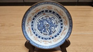青花米通玲瓏描金碟