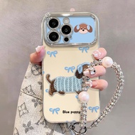 Embroidered Puppy Chain Suitable for Apple 16e Phone Case iphone13promax Electroplating Window 15 Si